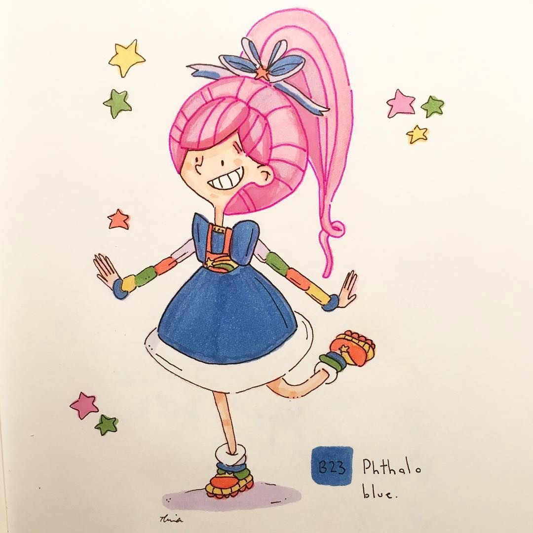 Drawing 4 Hours A Day Day 7 S Colour B23 Phthalo Blue I Loved Rainbow Brite and when I