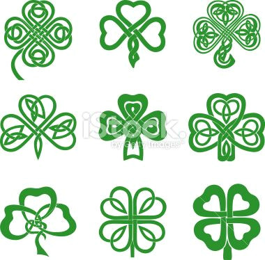 Drawing 4 Leaf Clover Collection Of Celtic Knot Shamrocks Including Three and Four Leaf