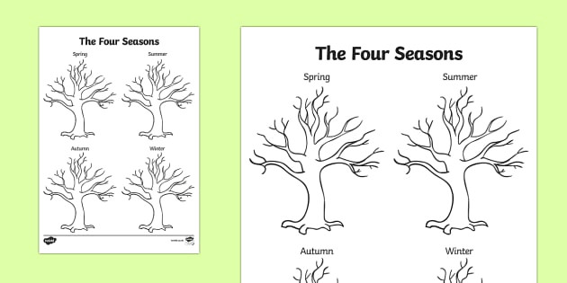 Drawing 4 Seasons Four Seasons Tree Drawing Template Seasons Trees Plants Draw