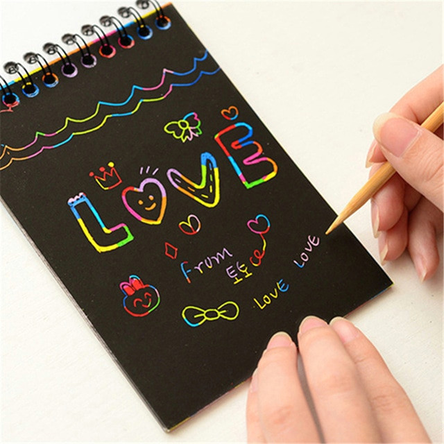 Drawing 5.0 Kids Rainbow Colorful Scratch Art Kit Magic Drawing Painting Paper
