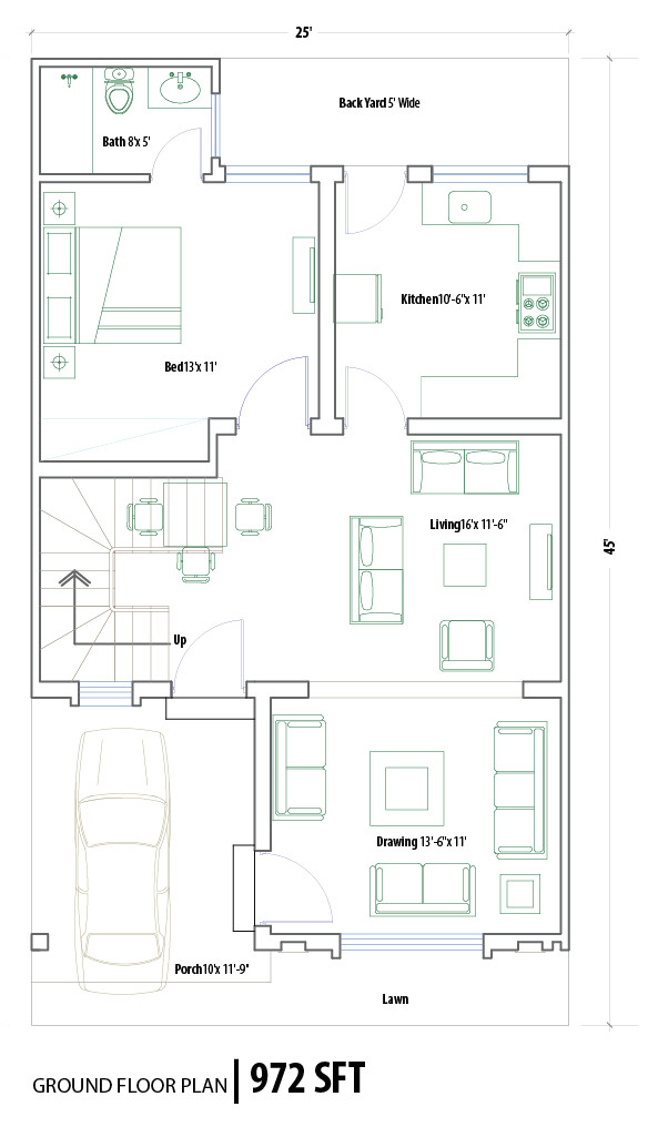 Drawing 5 Marla Plot 5 Marla House Plan Single Story House Plan Part 2 thepinkpony org