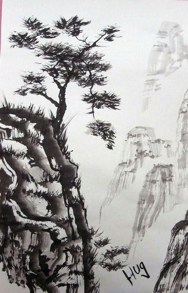 Drawing 7 Class Sumi E Chinese Ink Painting Sample From Our Wednesday evening Class