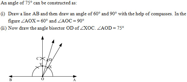 Drawing 75 Degree Angle Compass How Do We Construct 75 Degree Using Ruler and Compass Math