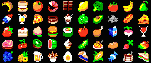 Drawing 8 Bit Characters 50 X 8bit Food Pixel Artist Justin Cyr source Pixel assist
