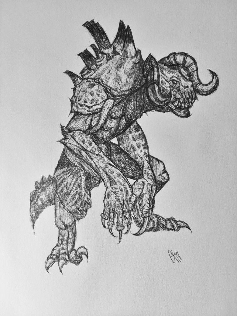 Drawing 9f Ballpoint Pen Drawing Of A Deathclaw From Fallout 4 My Art