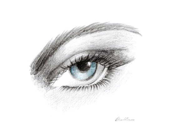 Drawing A Blue Eye Eye Print Blue Eye Art Hand Made Pencil Drawing Printable Art