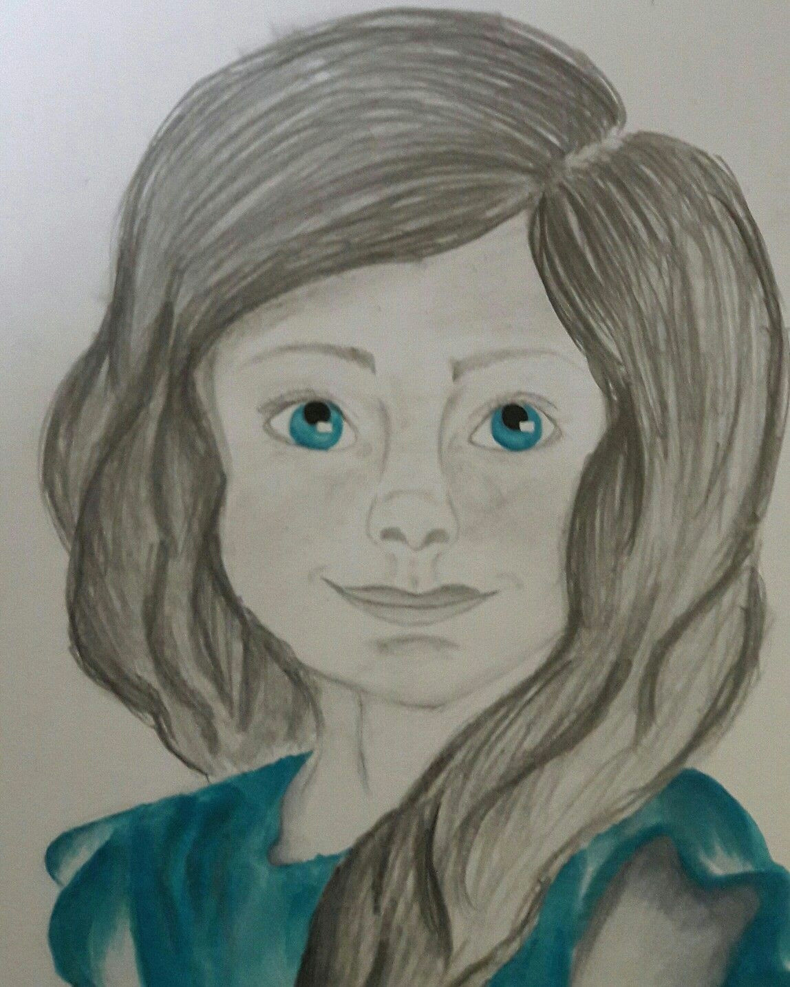 Drawing A Blue Eye Girl with Blue Eyes D Blue Sketch Doodle Art Illustration