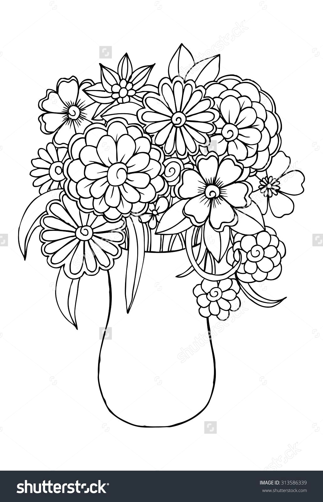 Drawing A Bouquet Of Flowers Vector Bouquet Of Flowers In A Vase Art Draw Flowers and Plants