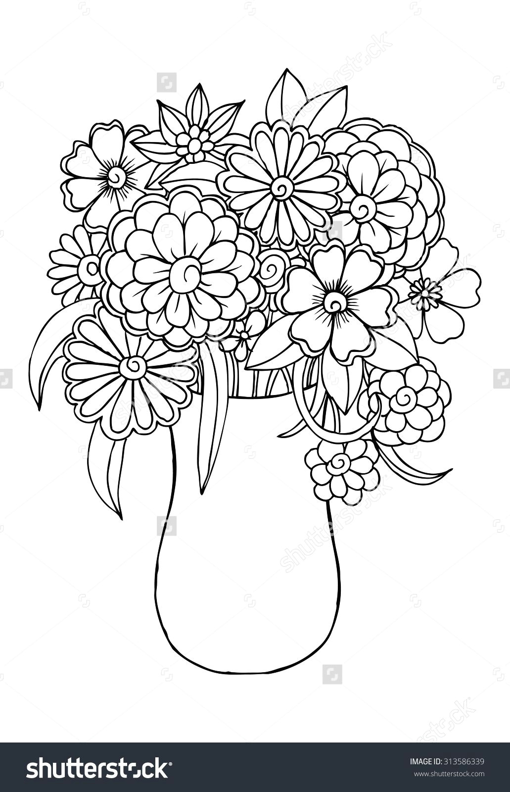 Drawing A Bunch Of Flowers Vector Bouquet Of Flowers In A Vase Art Draw Flowers and Plants