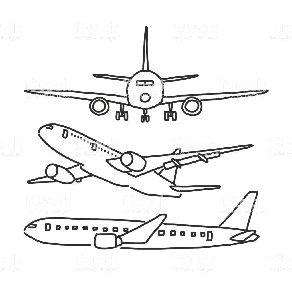 Drawing A Cartoon Airplane Airplane Hand Drawn Line Drawing Vector Illustration Cartoon Stock