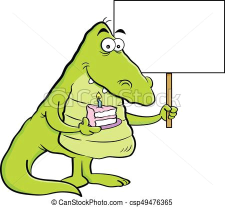 Drawing A Cartoon Alligator Cartoon Illustration Of An Alligator Holding A Piece Of Cake and A Sign