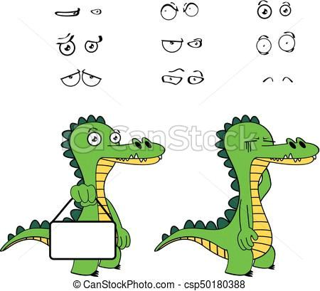 Drawing A Cartoon Alligator Funny Alligator Cartoon Expressions Set7 Funny Alligator Cartoon