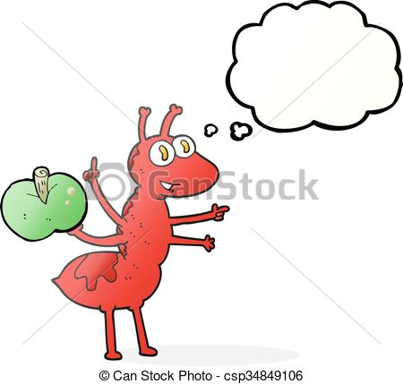 Drawing A Cartoon Ant Freehand Drawn thought Bubble Cartoon Ant with Apple