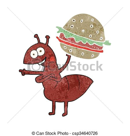 Drawing A Cartoon Ant Freehand Retro Cartoon Ant Carrying Food