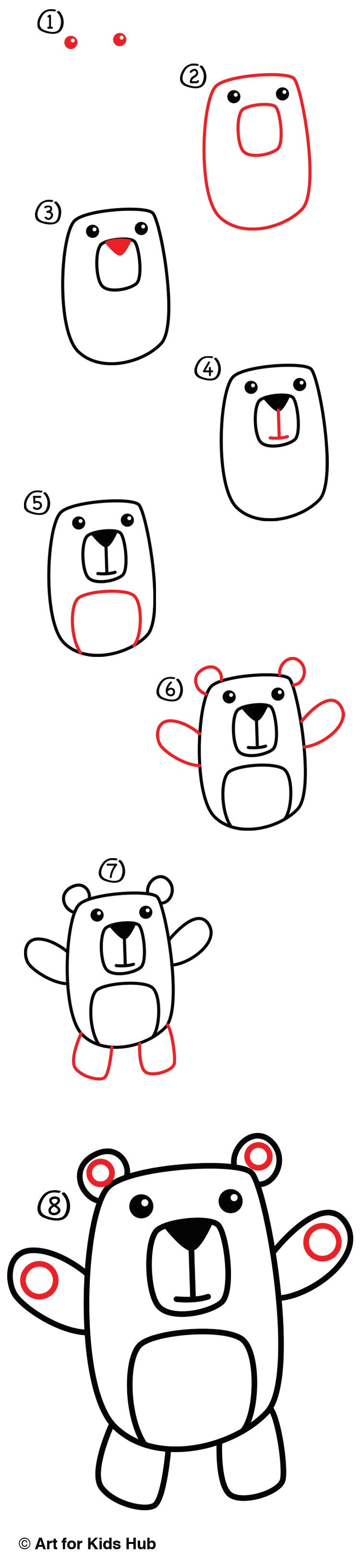 Drawing A Cartoon Bear How to Draw A Cartoon Bear for Young Artists Art for Kids Hub