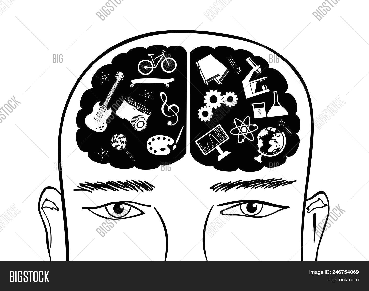 Drawing A Cartoon Brain Hand Drawn Head Man Vector Photo Free Trial Bigstock