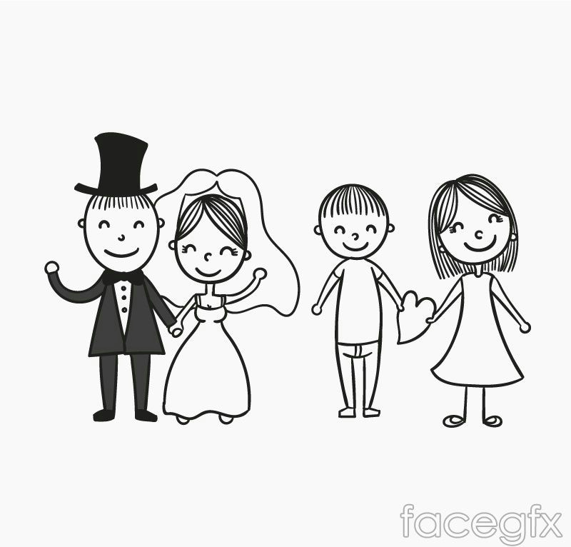 Drawing A Cartoon Bride Bride and Groom Couple Vector Silhouettes and Stencils Pinterest