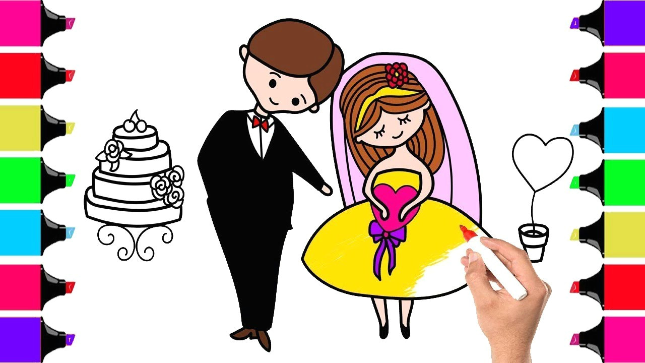 Drawing A Cartoon Bride Wedding Bride and Groom Coloring Book How to Draw Set for Wedding