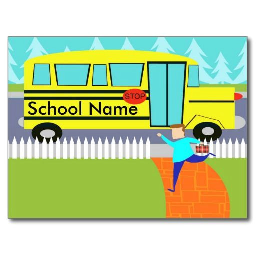 Drawing A Cartoon Bus Customizable Catching the School Bus Postcard Lee I Am Pinterest
