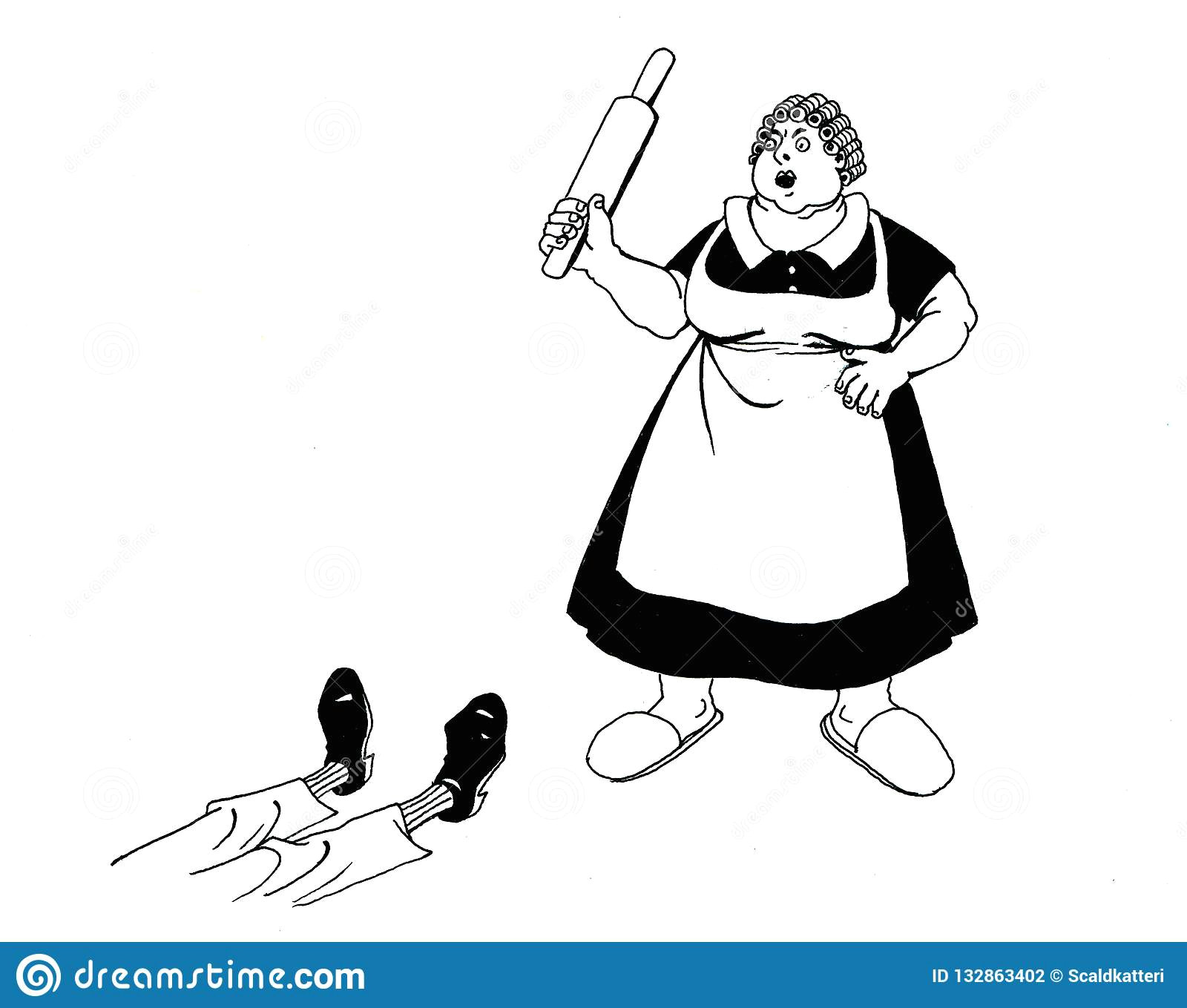 Drawing A Cartoon Chair Black and White Comic Cartoon Hand Drawing Of Angry Woman Hitting