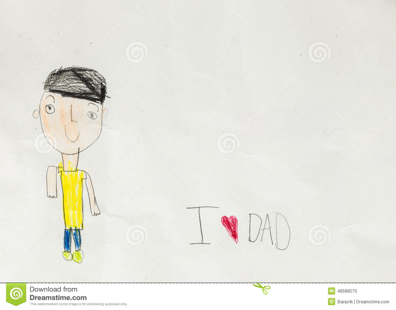 Drawing A Cartoon Dad I Love Dad Kid Write Card Stock Illustration Illustration Of