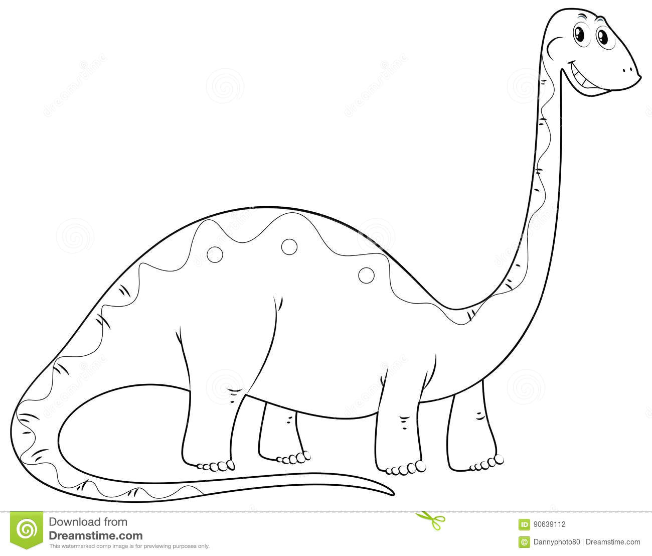 Drawing A Cartoon Dinosaur Animal Outline for Dinosaur Long Neck Stock Vector Illustration Of