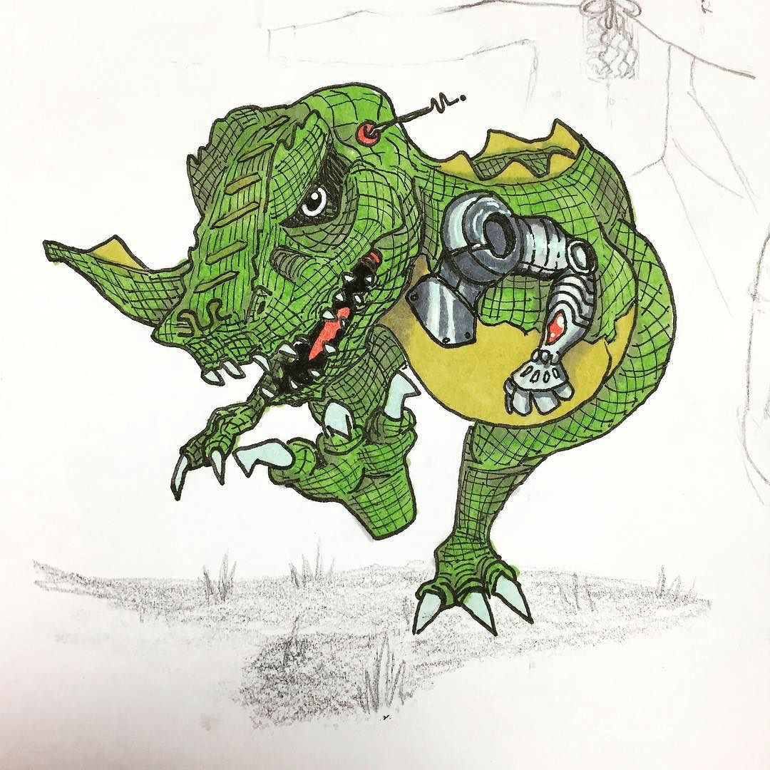 Drawing A Cartoon Dinosaur Robo Rex Coming to Get You Doodle Draw Drawing Sketch