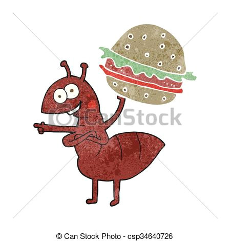 Drawing A Cartoon Donkey Freehand Retro Cartoon Ant Carrying Food