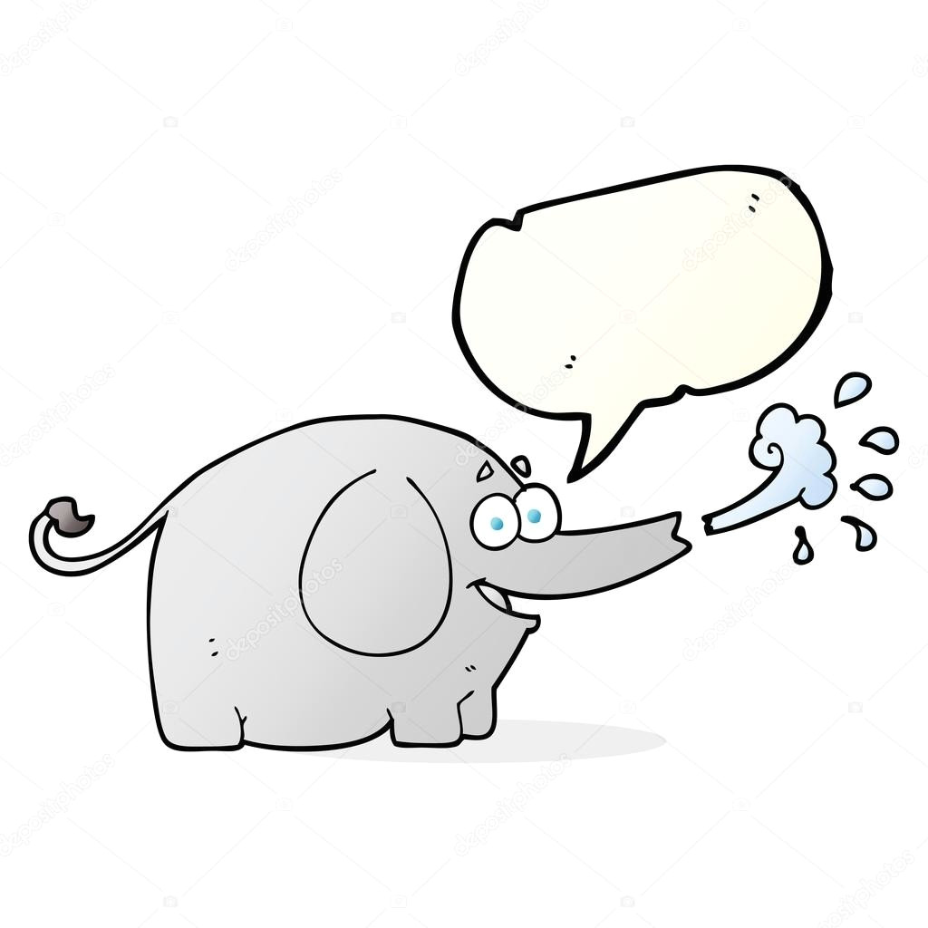 Drawing A Cartoon Elephant Speech Bubble Cartoon Elefant Wasser Spritzen Stockvektor
