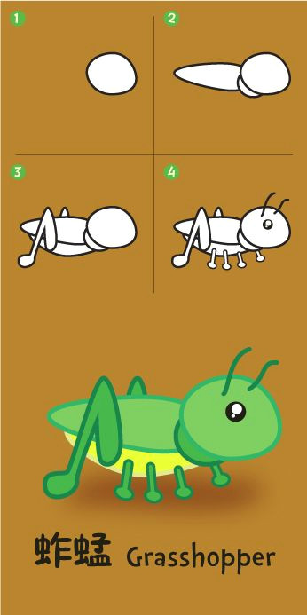 Drawing A Cartoon Grasshopper Grasshopper Grasshopper Drawings Tutorial Pinterest Drawings