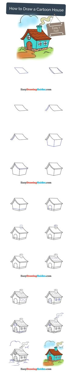 Drawing A Cartoon House 125 Best Drawing Step by Step Tutorials Images Art for Kids Easy