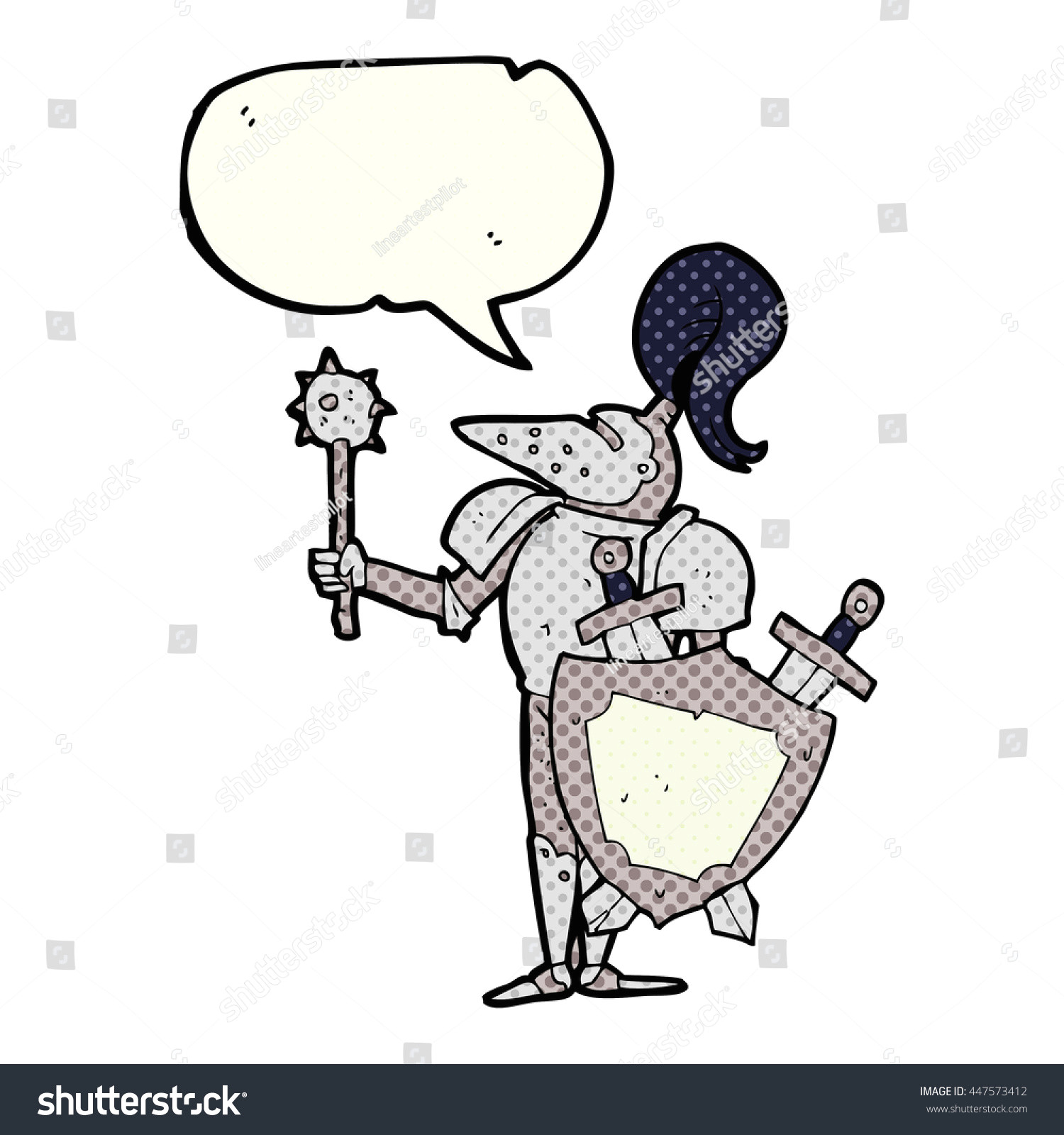 Drawing A Cartoon Knight Freehand Drawn Comic Book Speech Bubble Stock Vector Royalty Free