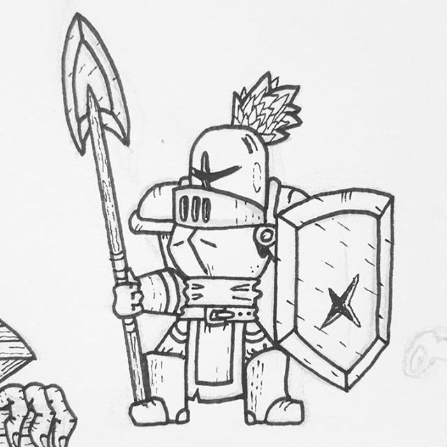 Drawing A Cartoon Knight Knight Art Sketch Fantasy Fantasyart Ink Crusader Knight