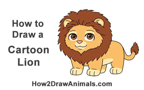 Drawing A Cartoon Lion How to Draw A Cute Cartoon Lion by How2drawanimals Lion Animalart