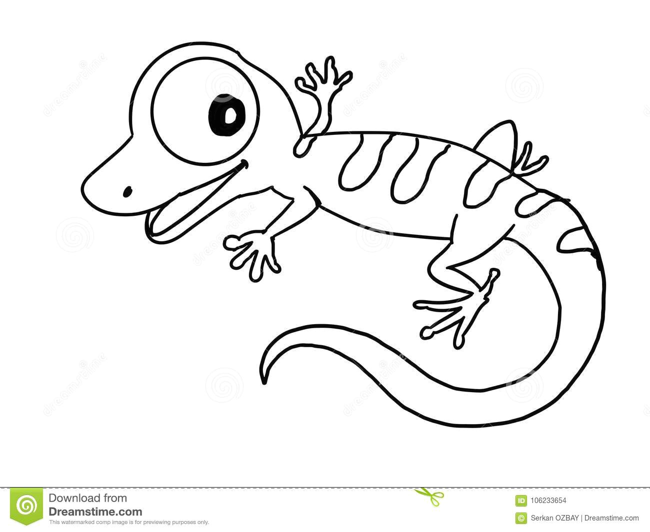 Drawing A Cartoon Lizard Cute Lizard Illustration Cartoon Drawing Drawing Illustration White