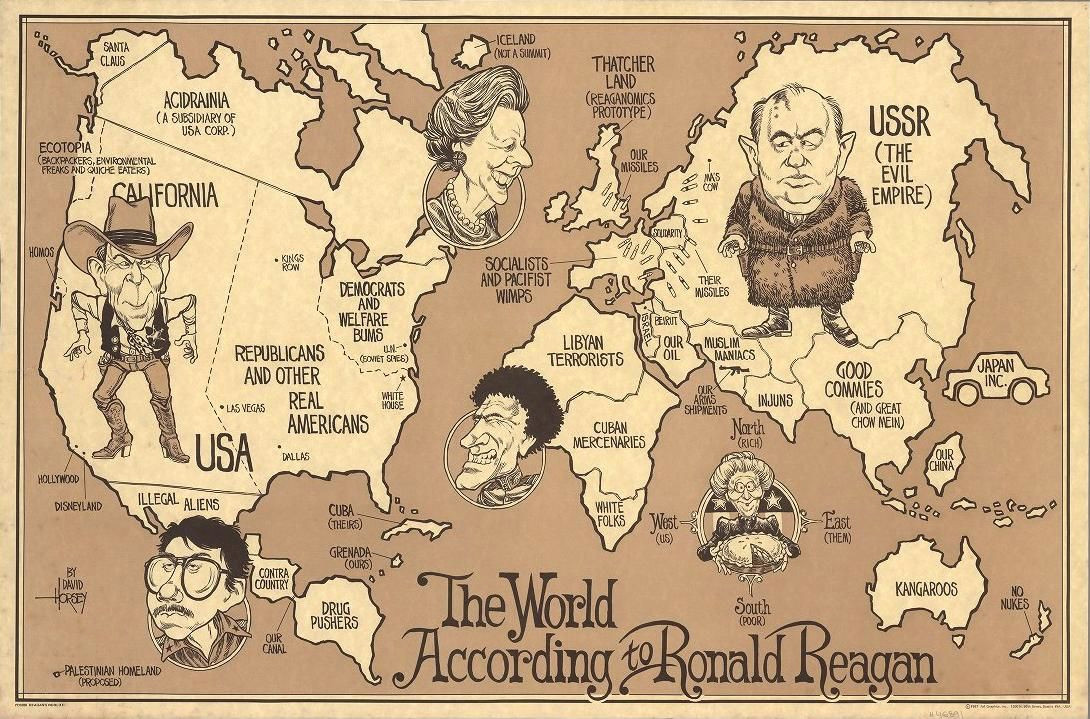Drawing A Cartoon Map the World According to Ronald Reagan 1987 My Favorite Photos
