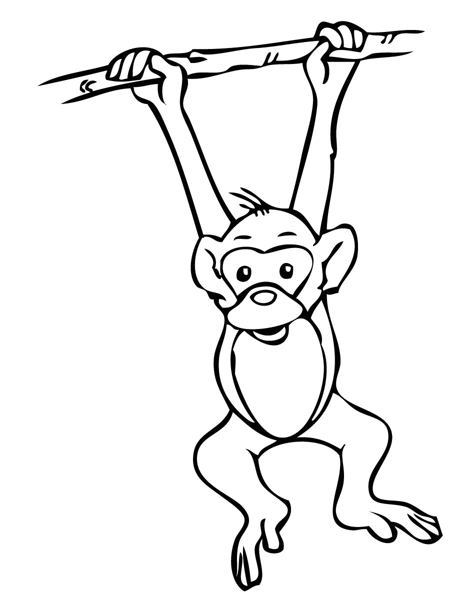 Drawing A Cartoon Monkey Hanging Monkey Coloring Page Art Schoolin Monkey Coloring Pages