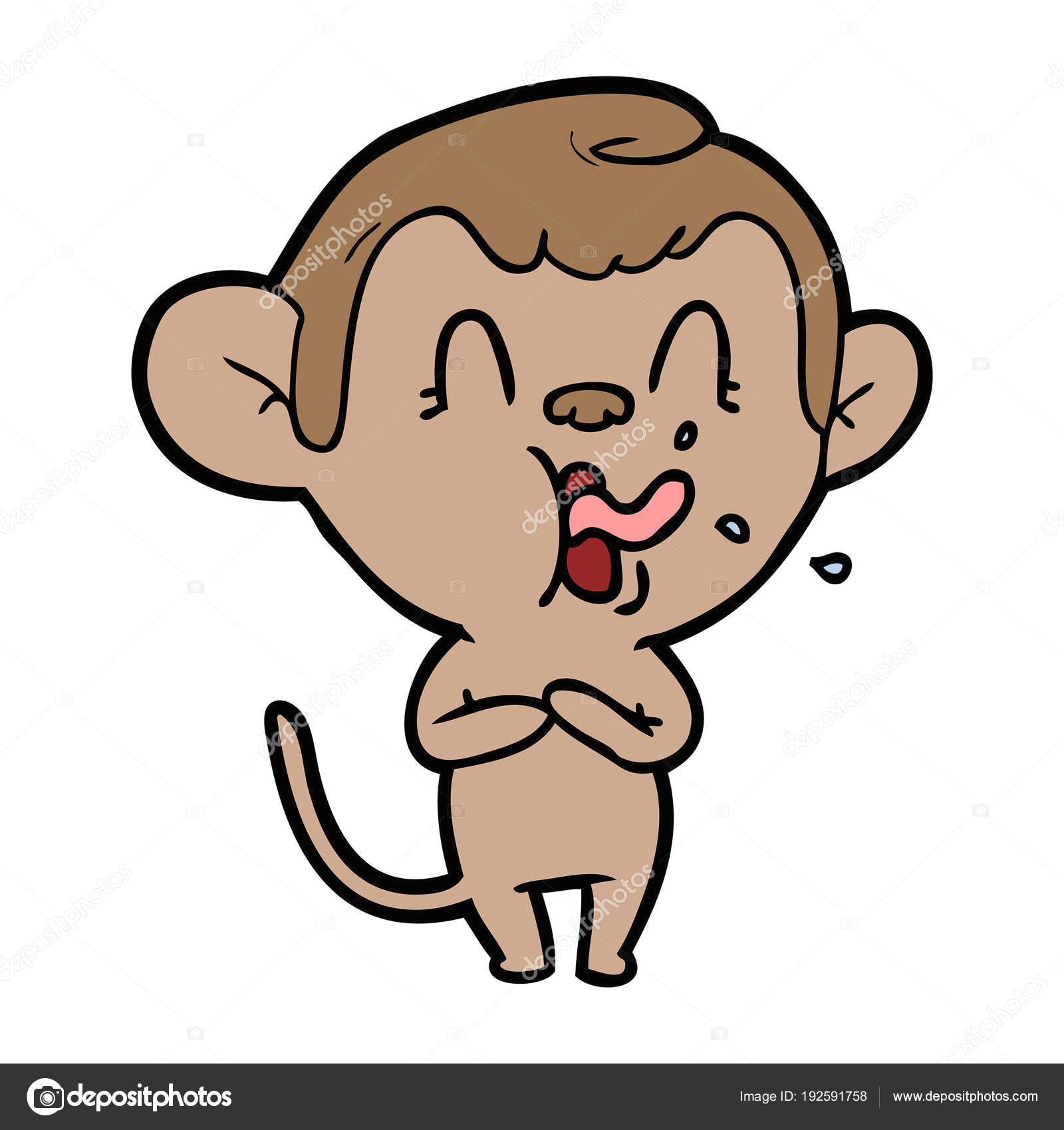 Drawing A Cartoon Monkey Vector Illustration Crazy Cartoon Monkey Stock Vector