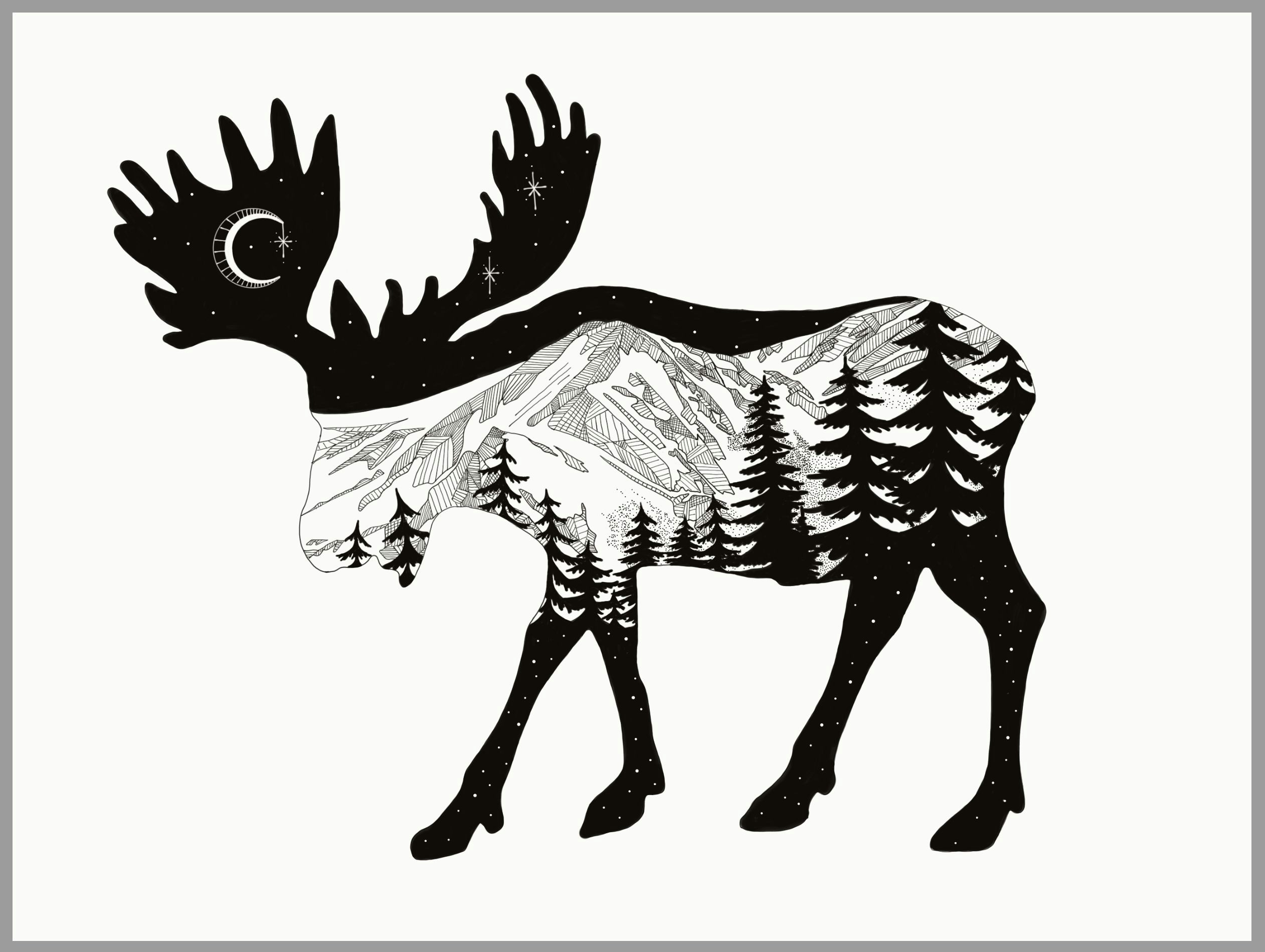 Drawing A Cartoon Moose Moose Mountain Drawing Using Adobe Sketch the Mountain Range is