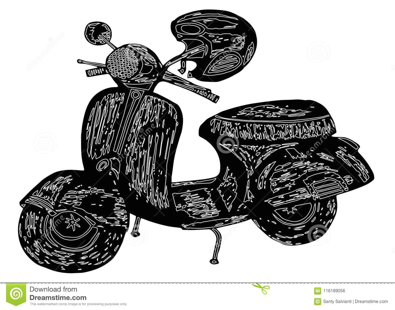 Drawing A Cartoon Motorcycle Vector Hand Drawn Retro Motorcycle Illustration Stock Vector