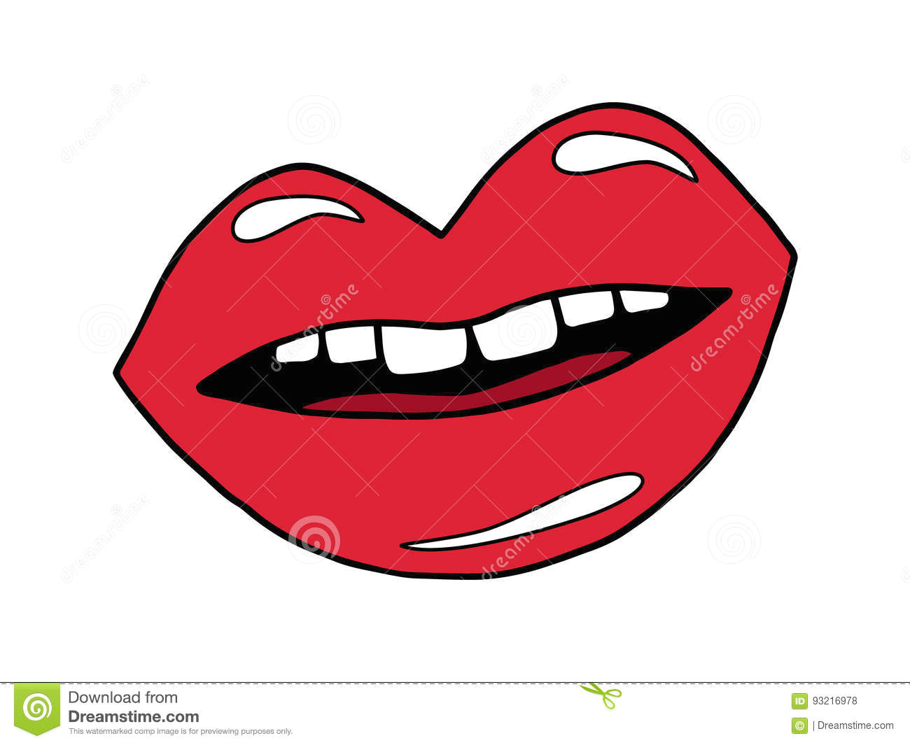 Drawing A Cartoon Mouth Red Open Lips Stock Vector Illustration Of Background 93216978