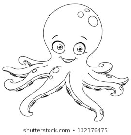 Drawing A Cartoon Octopus 12 302 Octopus Black and Octopus Black and White Images Royalty