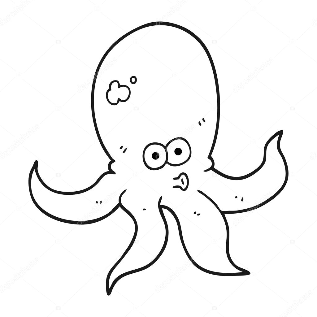 Drawing A Cartoon Octopus Freihandig Gezeichnete Gedanken Bubble Cartoon Stockvektor