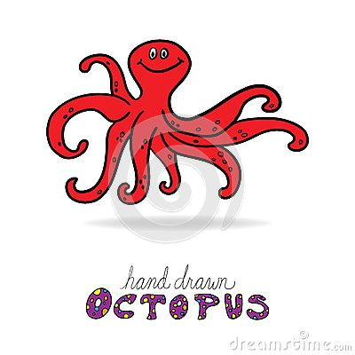 Drawing A Cartoon Octopus Hand Drawn Cute Octopus with Big Eyes and Happy Smile Fun Cartoon