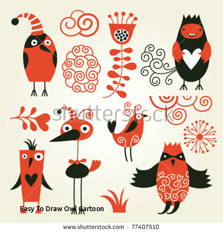 Drawing A Cartoon Owl Easy to Draw Owl Cartoon Set Od Cute Cartoon Birds Stock Vector