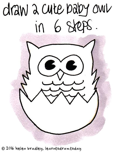 Drawing A Cartoon Owl Learn to Draw A Baby Owl In 6 Steps Doodles Drawings and More 7