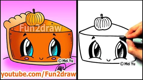 Drawing A Cartoon Pumpkin How to Draw Thanksgiving Things Cute Pumpkin Pie Fun2dra