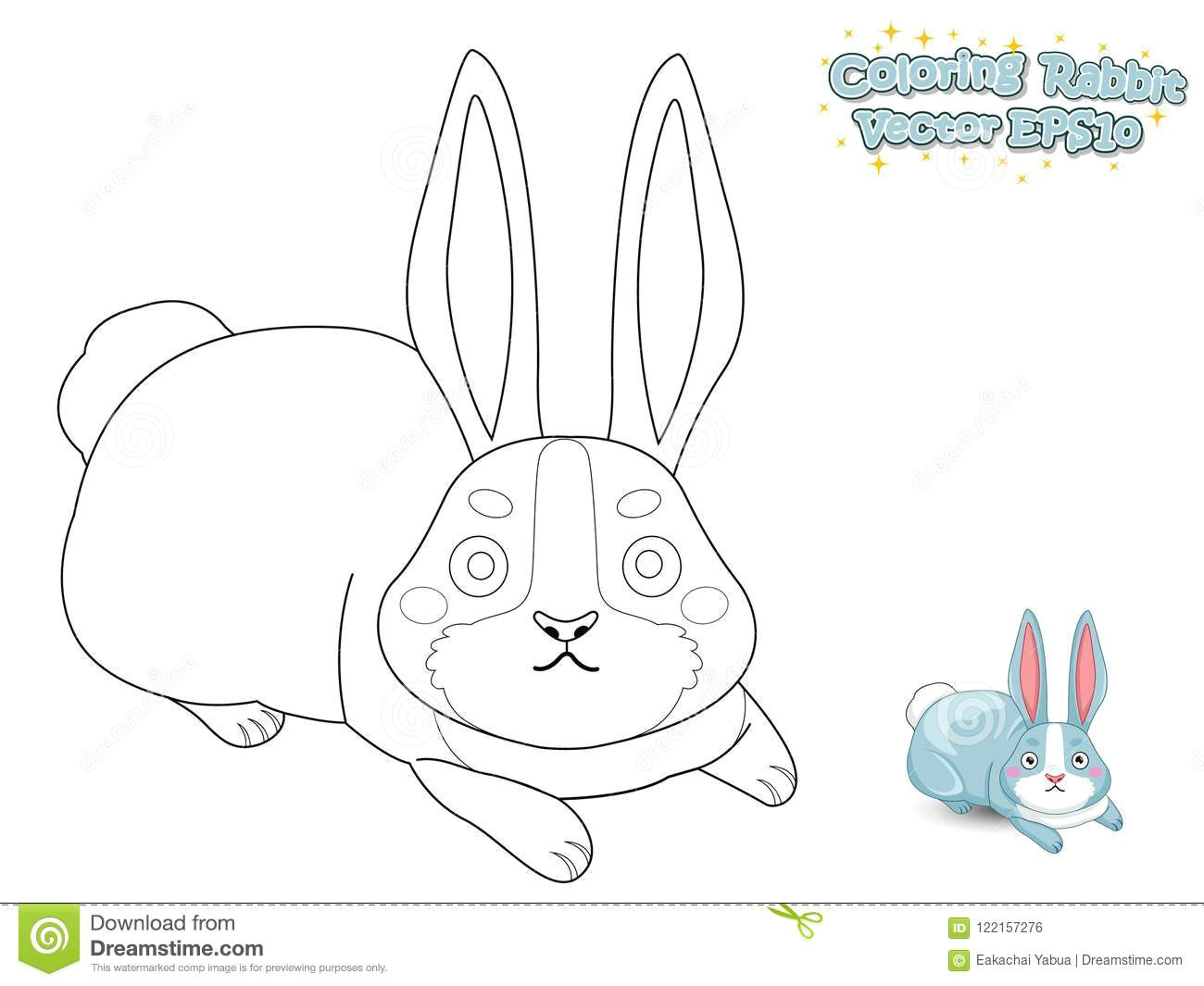 Drawing A Cartoon Rabbit Coloring the Cute Cartoon Rabbit Educational Game for Kids Vector