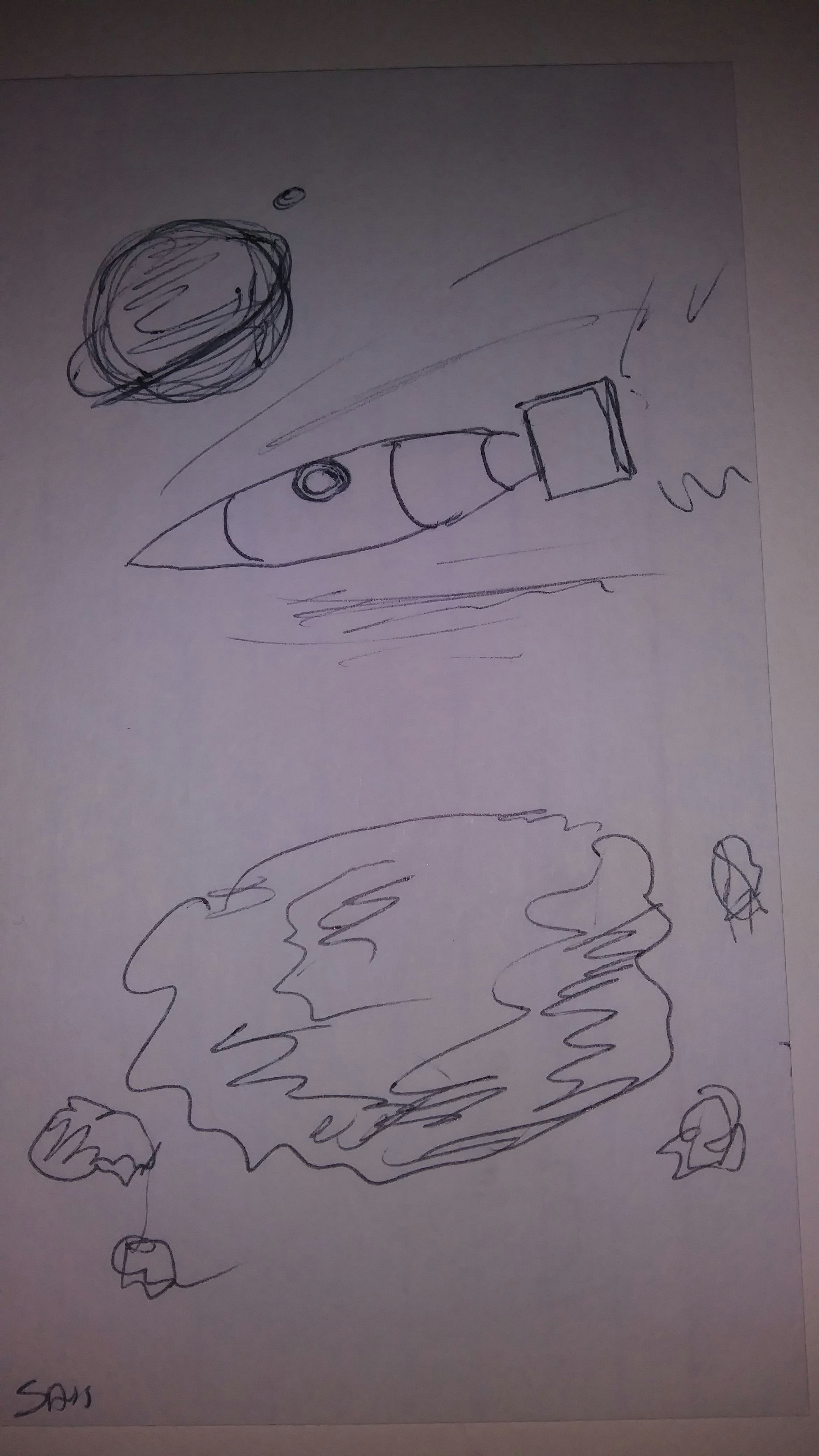 Drawing A Cartoon Rocket 6 29 2018 Rocket Ship In Space Going Past A Ringed Planet and