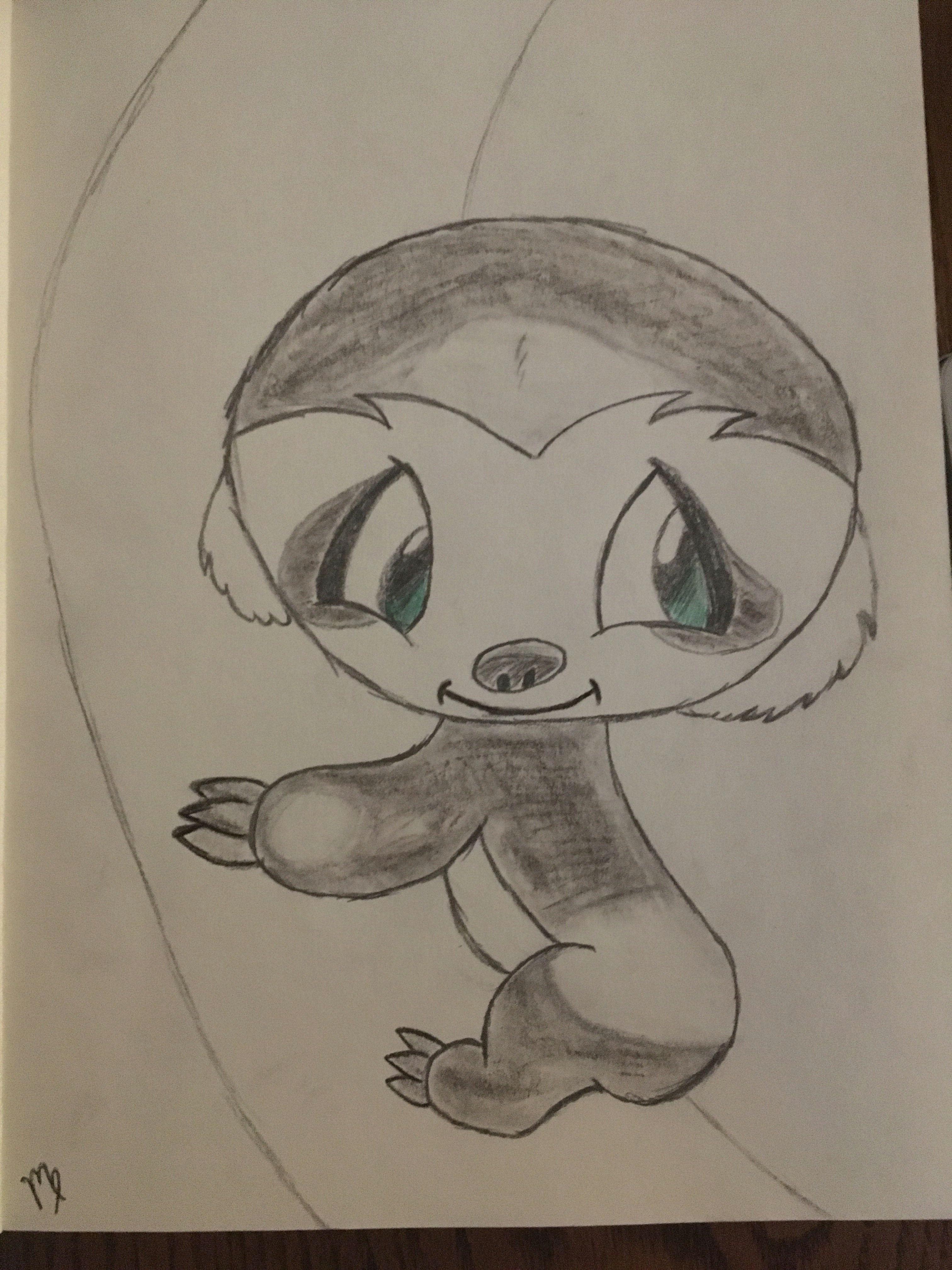 Drawing A Cartoon Sloth Cute Sloth Cartoon My Sketches Sloth Cartoon Cute Sloth Sketches
